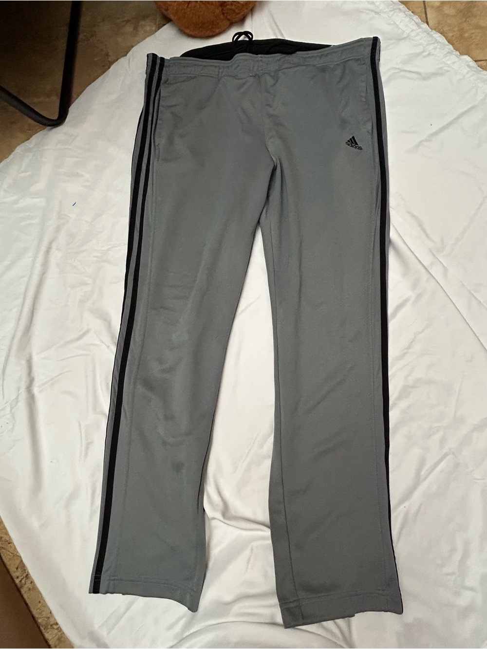 adidas Gray Joggers with Black Side Stripes